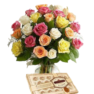 25 colorful roses with chokolates | Flower Delivery Novokuznetsk