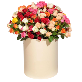 Mixed roses in a hatbox | Flower Delivery Novokuznetsk