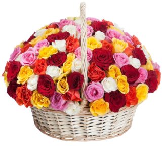 51 colorful roses in the basket | Flower Delivery Novokuznetsk